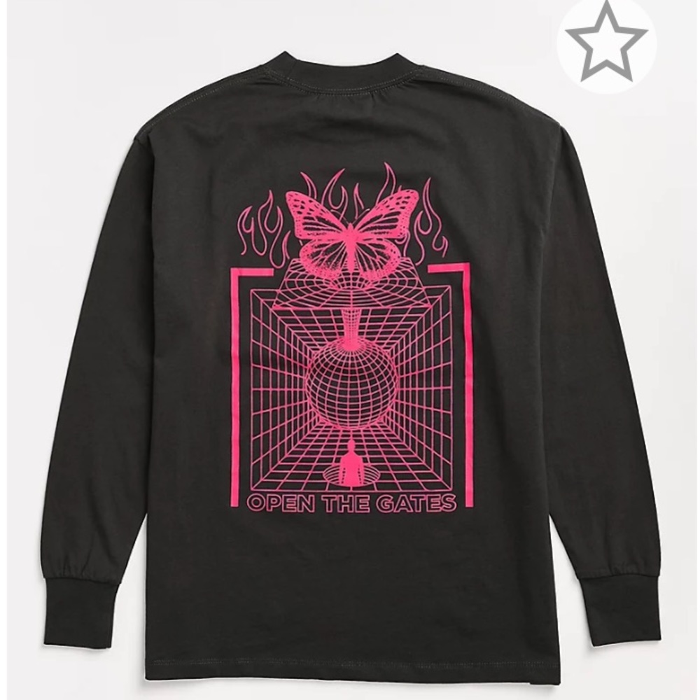 Vitriol Vicky Butterfly Grey Long Sleeve T-Shirt Size S